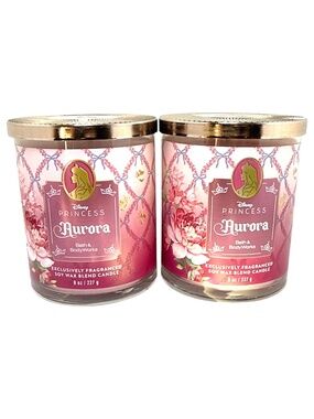 NWT Lot of 2 Bath & Body Works Disney Princess Aurora 2 Pc Candle Set 8 oz
